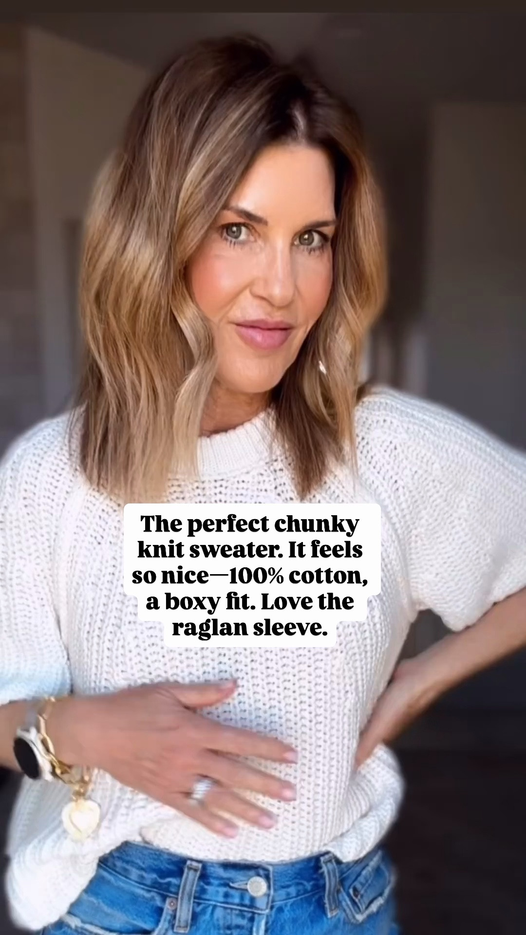 Wearing a medium in this chunky knit sweater

#LTKOver40