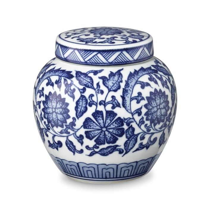 Garden Floral Petite Ginger Jar, White &amp;amp; Blue | Williams-Sonoma