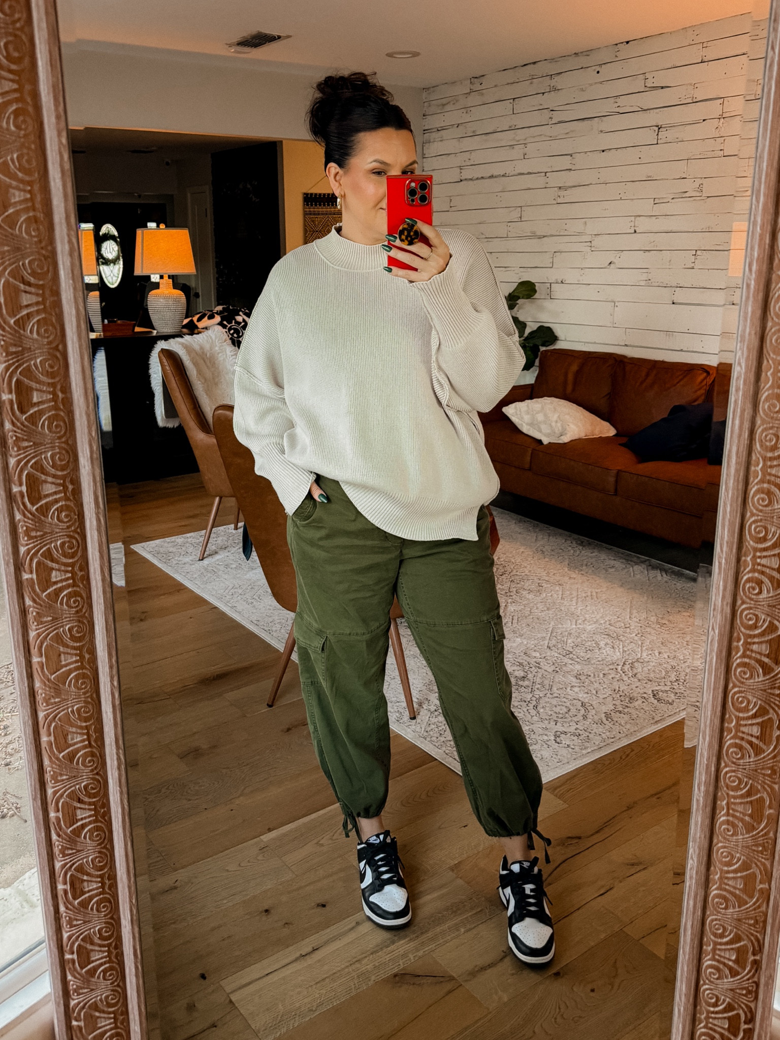 Casual cargo look for dinner 
Sweater: XL
Pants: Large

#LTKmidsize #LTKstyletip #LTKfindsunder50