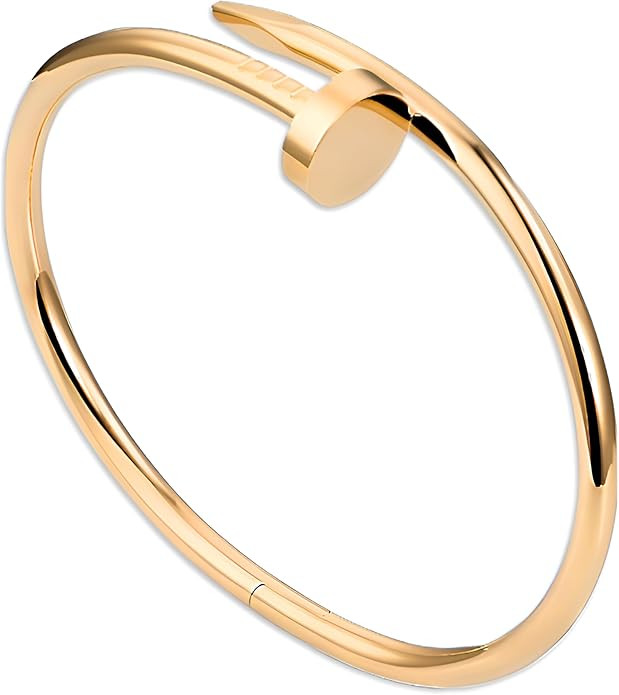 18K Gold Nail Cuff Bracelet for Women – Elegant Open Design, Fashionable Gold Bracelet Gift for... | Amazon (US)