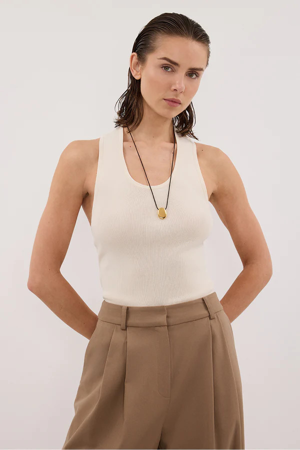 DEVIN CREAM RACER KNIT TANK | DISSH