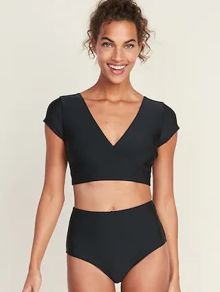 Wrap-Front Swim Top for Women | Old Navy (CA)