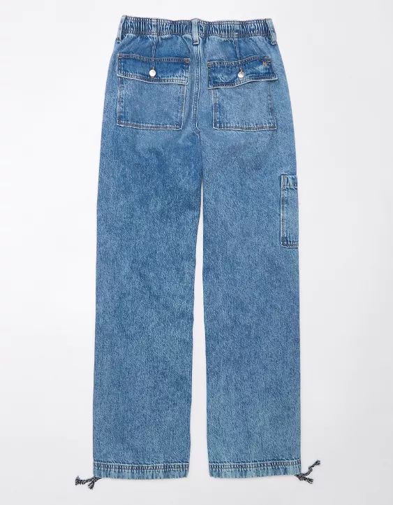 AE Dreamy Drape Stretch High-Waisted Baggy Cargo Jogger Jean | American Eagle Outfitters (US & CA)
