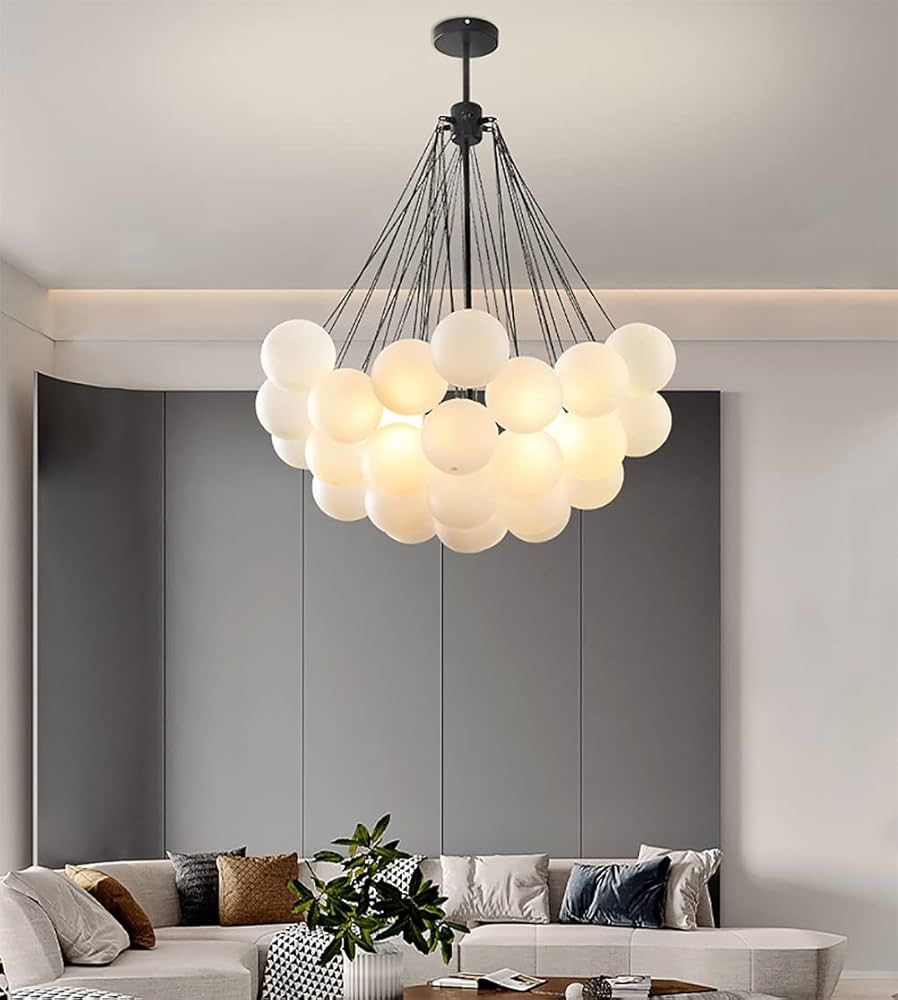 Modern Cluster Bubble Chandelier Trichromatic Light, BIGMAII Mid-Century Glass Globe Pendant Ligh... | Amazon (US)