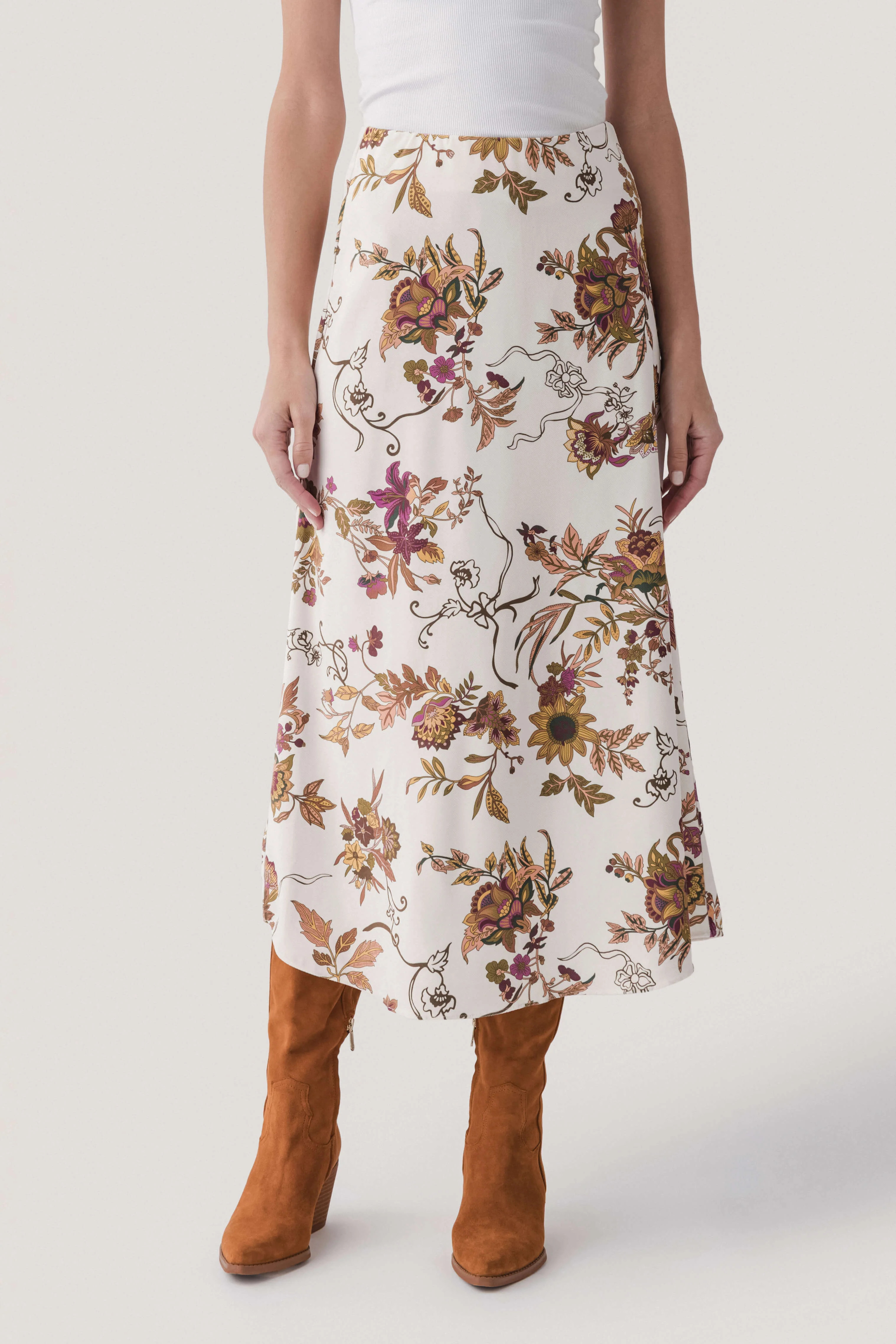 Current Air Floral Printed Midi Skirt | Social Threads