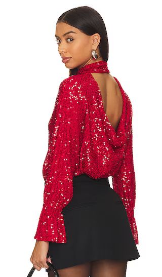 Sequin Drape Back Top in Red | Revolve Clothing (Global)