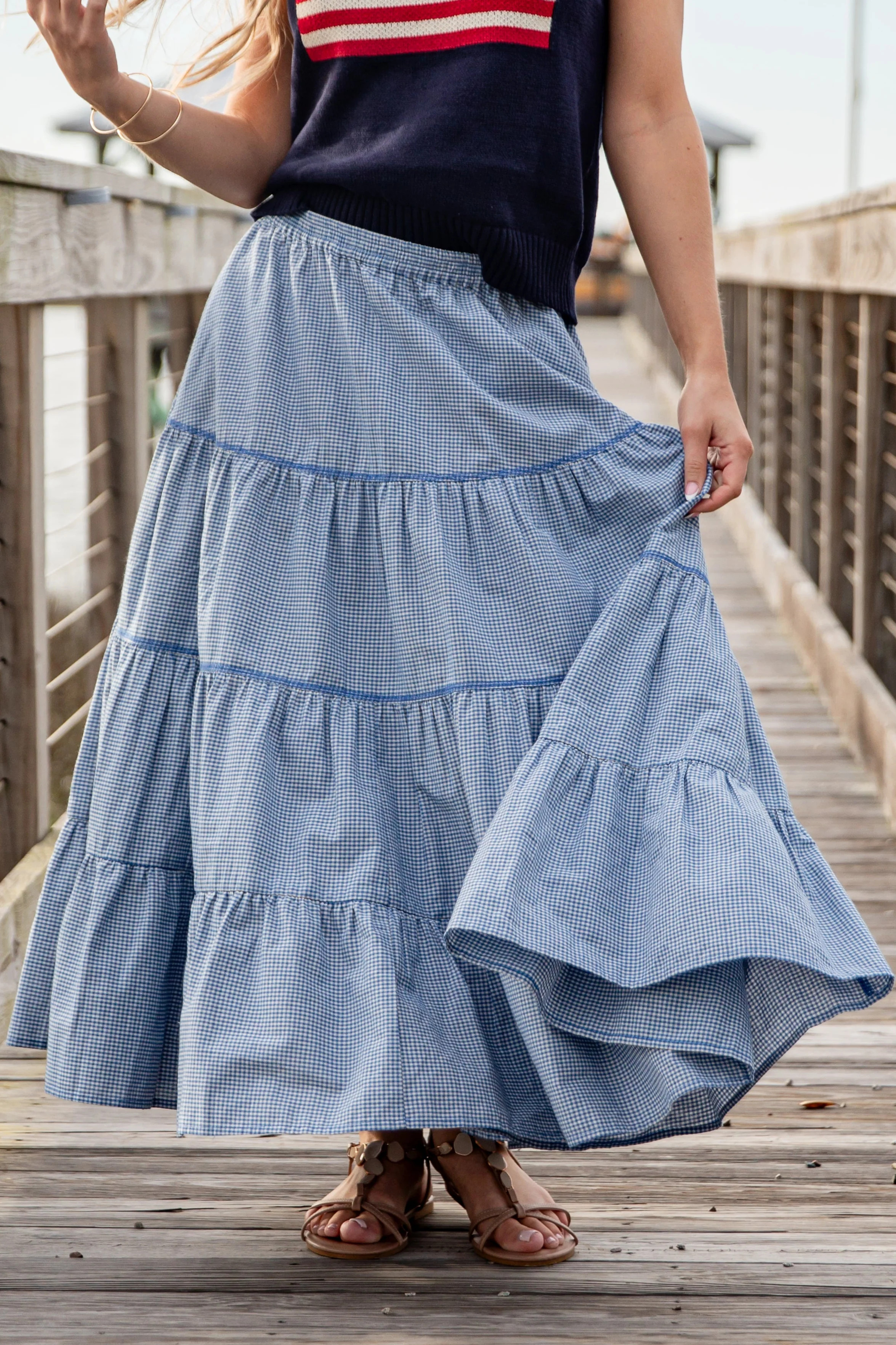Gingham Tiered Maxi Skirt | Trendy Women's Skirts | Shop Dress Up | Dress Up