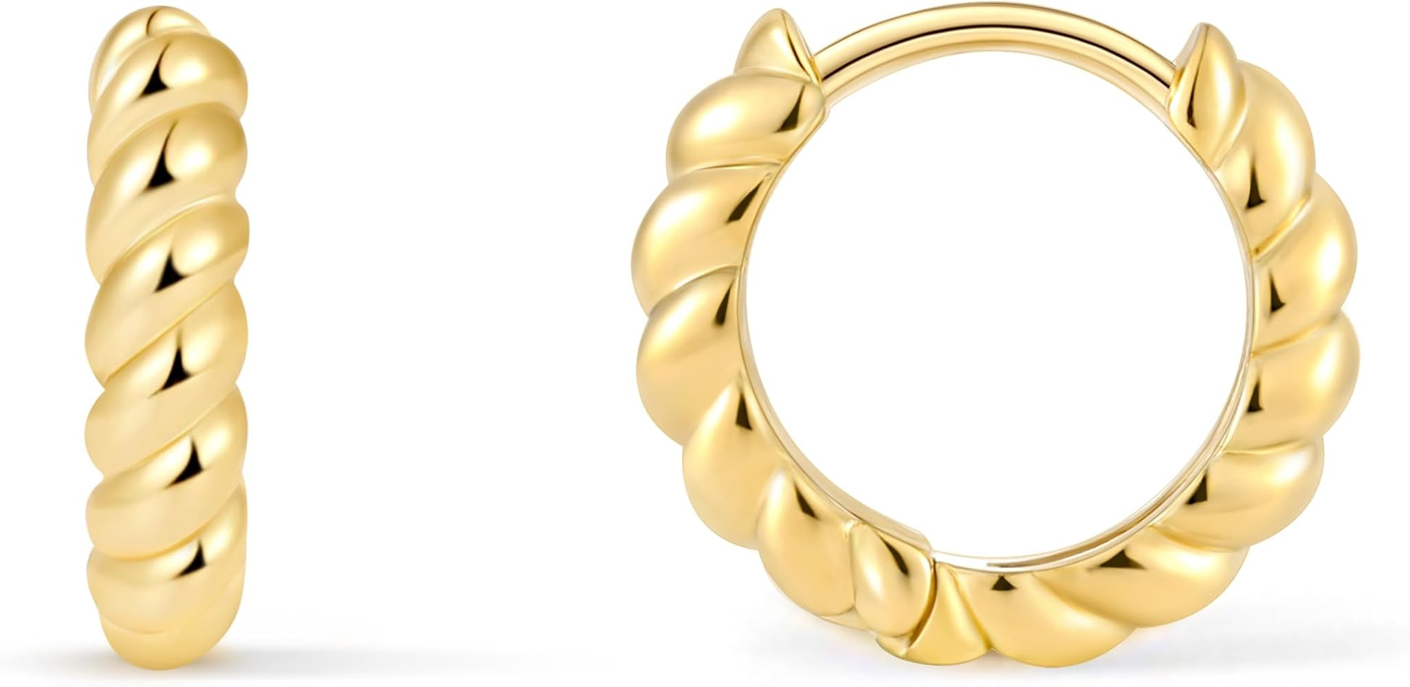 Fiusem Huggie Hoop Earrings for Women 14K Gold Plated, Small Dainty Earrings for Women, Hypoaller... | Amazon (US)