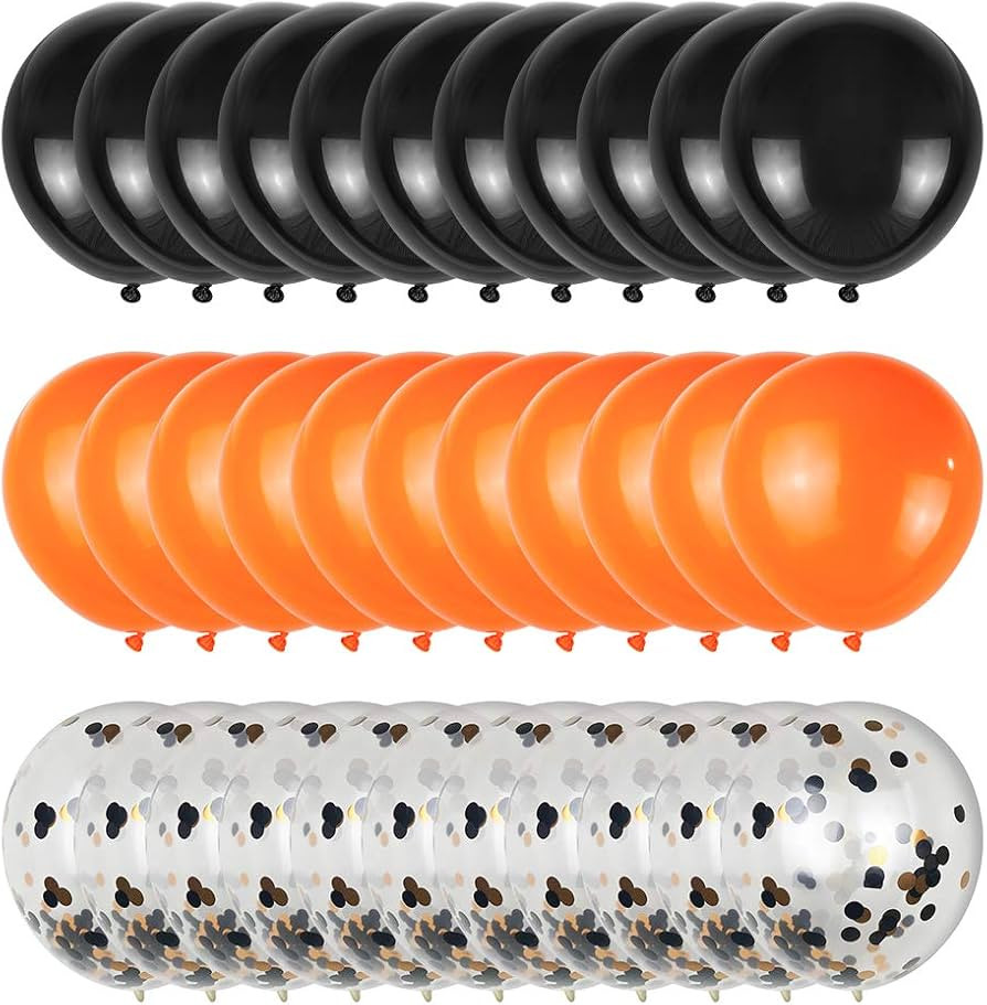 Halloween Balloons Black and Orange Balloons 12 Inch 50 Pack Black and Orange Confetti Balloons f... | Amazon (US)