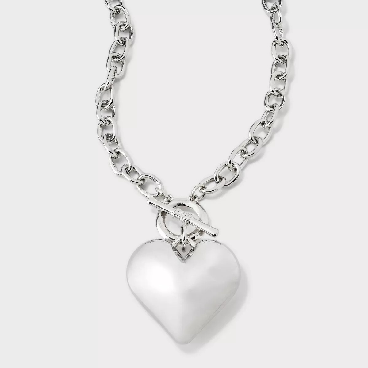 Puffy Heart Toggle Necklace - A New Day™ Silver | Target