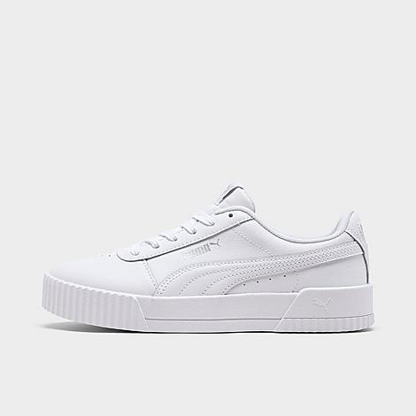 Puma Women's Carina Leather Casual Shoes in White/White Size 7.0 | Finish Line (US)