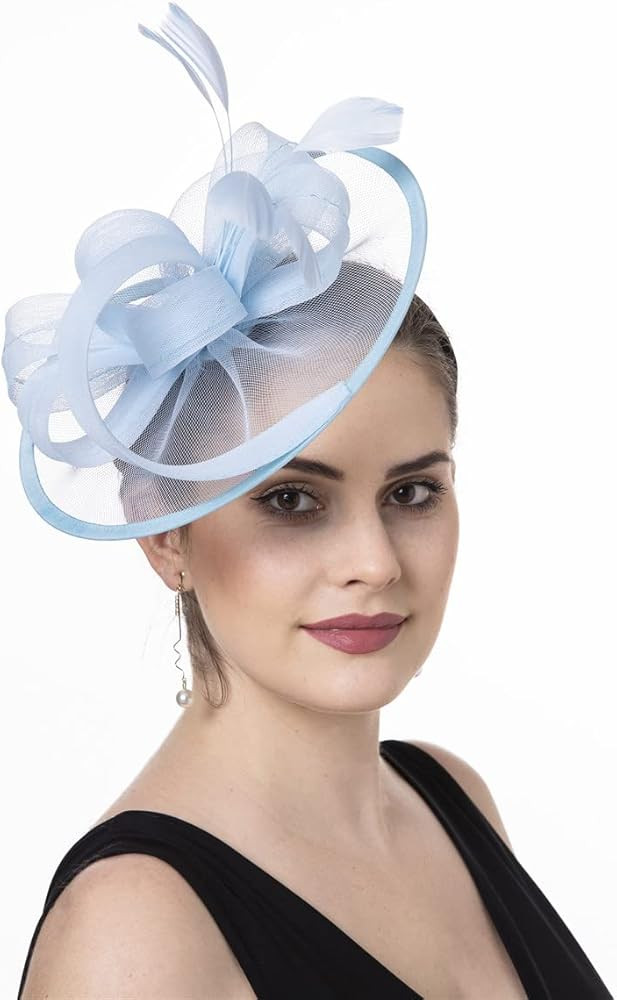 SAFERIN Fascinator for Women Hair Clip Hat Bowler Feather Flower Veil Wedding Party Hat Tea Hat | Amazon (US)