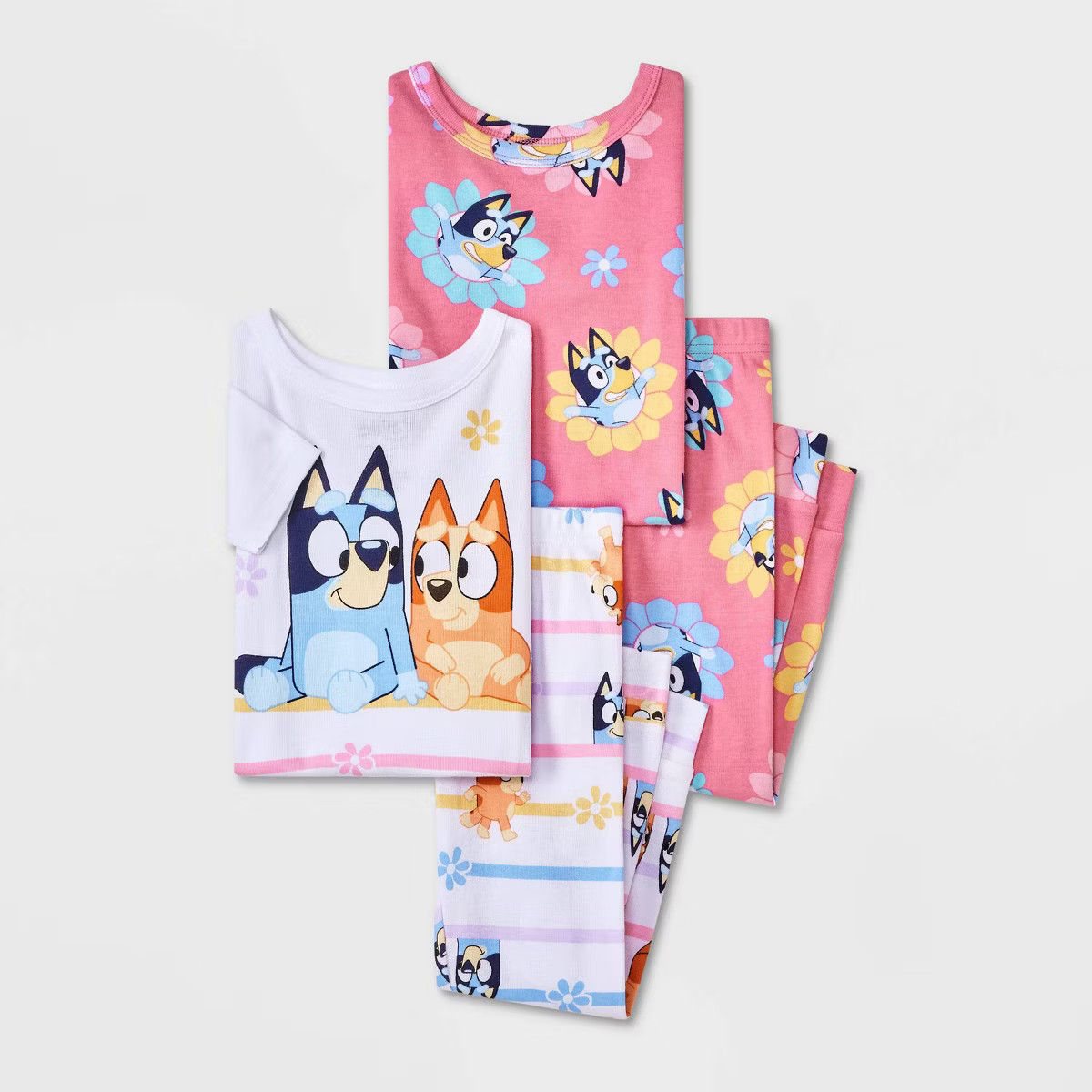 Toddler Girls' 4pc Snug Fit Cotton Bluey Pajama Set - White 5T | Target