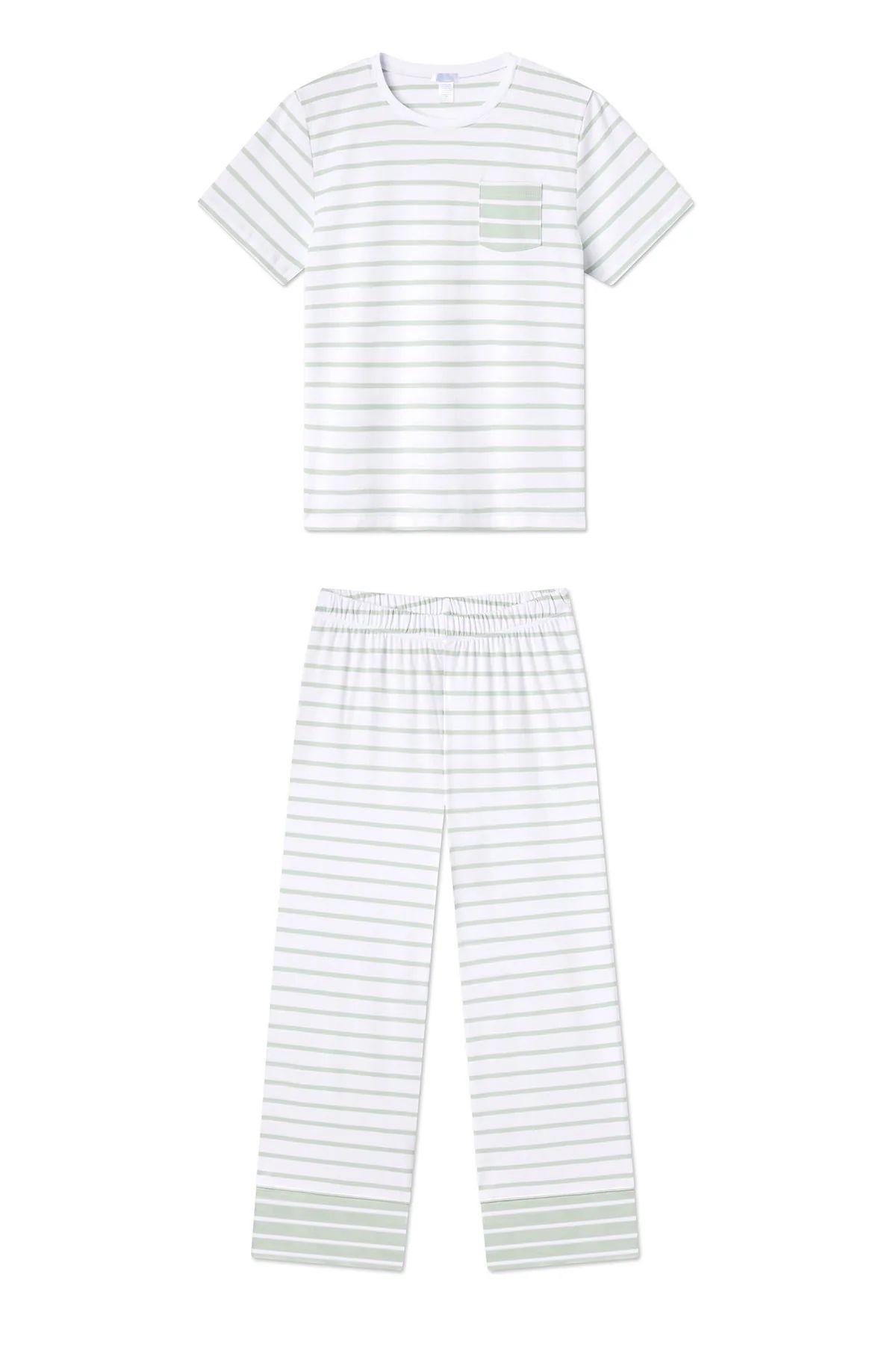 Pima Wide Leg Pajama Set in Aloe Stripe | Lake Pajamas