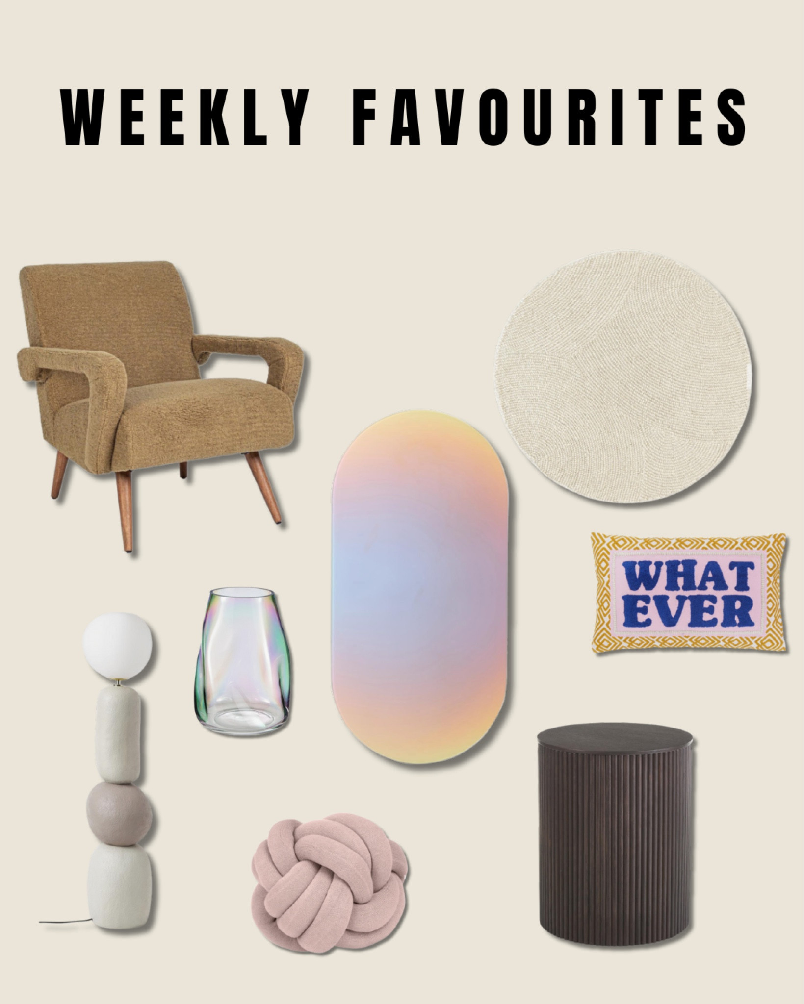 Shop my weekly home decor favourites from WestWing✨

home interior design, wooden side table with storage space, iridescent glass vase, pink knotted pillow twist, cushion cover with embroidered text, iridescent design wall mirror, WestWing collection, round rug, floor lamp Chakra, teddy lounge chair in brown, furniture, armchair, Netherlands. 

#LTKFind #LTKhome #LTKeurope