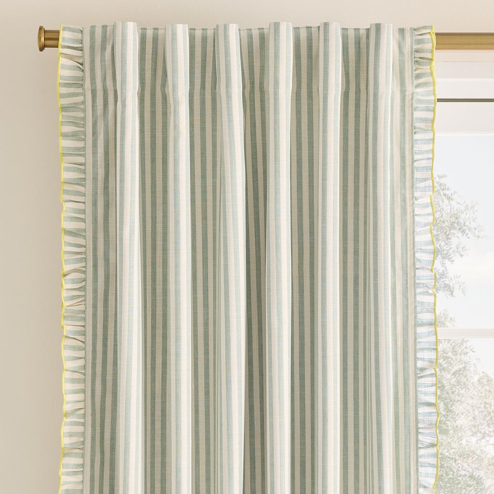 Pink Chicken Ruffle Stripe Blackout Curtain | West Elm (US)
