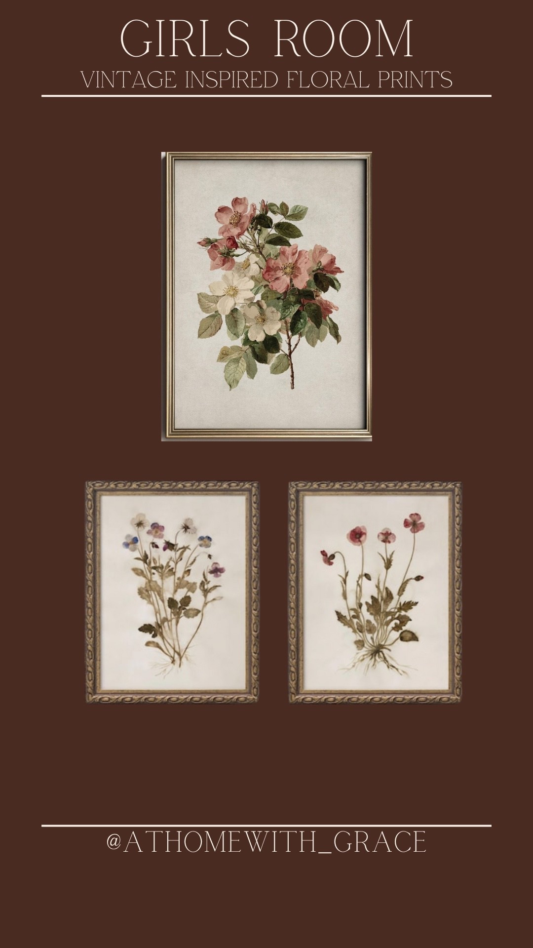 Etsy find: vintage inspired floral prints. These are so affordable and then just pay to have them printed and find your own frame. These would be amazing for a girls room! 

#LTKSeasonal #LTKHome #LTKKids