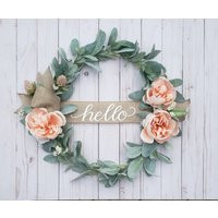 Door Wreath, Front Decor, Front Wreaths, Wreaths For Front Door, Peony Wreath, Floral Wall Hanging,  | Etsy (US)