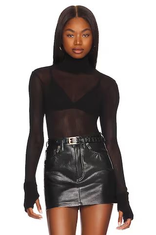 Enza Costa Mesh Cuffed Turtleneck in Black from Revolve.com | Revolve Clothing (Global)