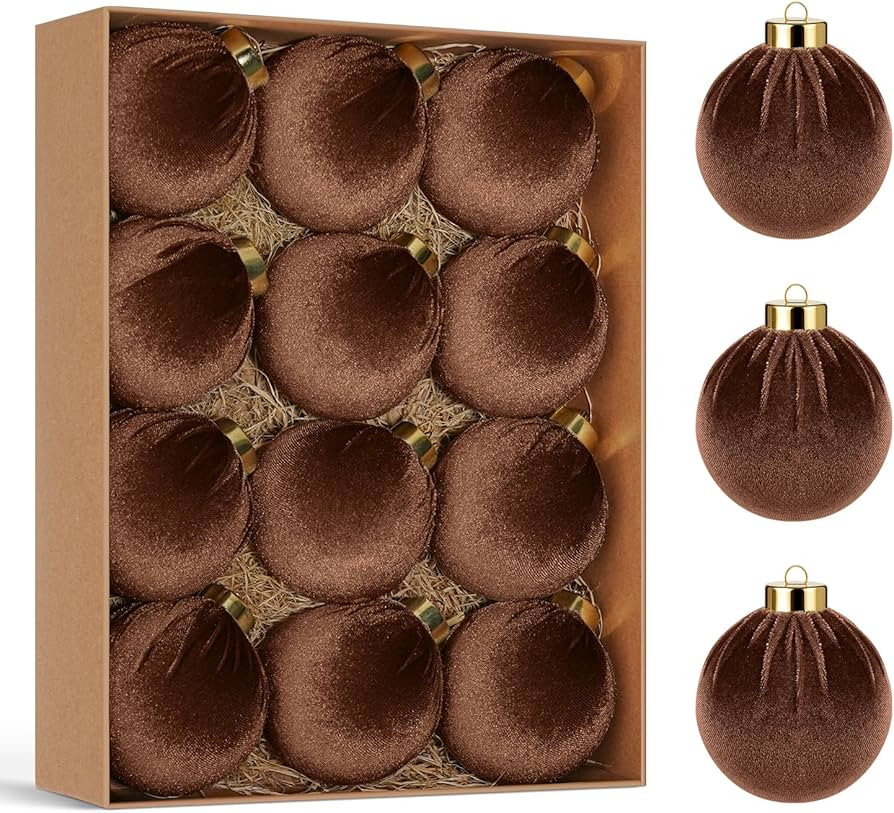 Artmag Christmas Tree Ornaments Velvet Balls, 12 PCS Plastic Shatterproof Xmas Hanging Balls for ... | Amazon (US)