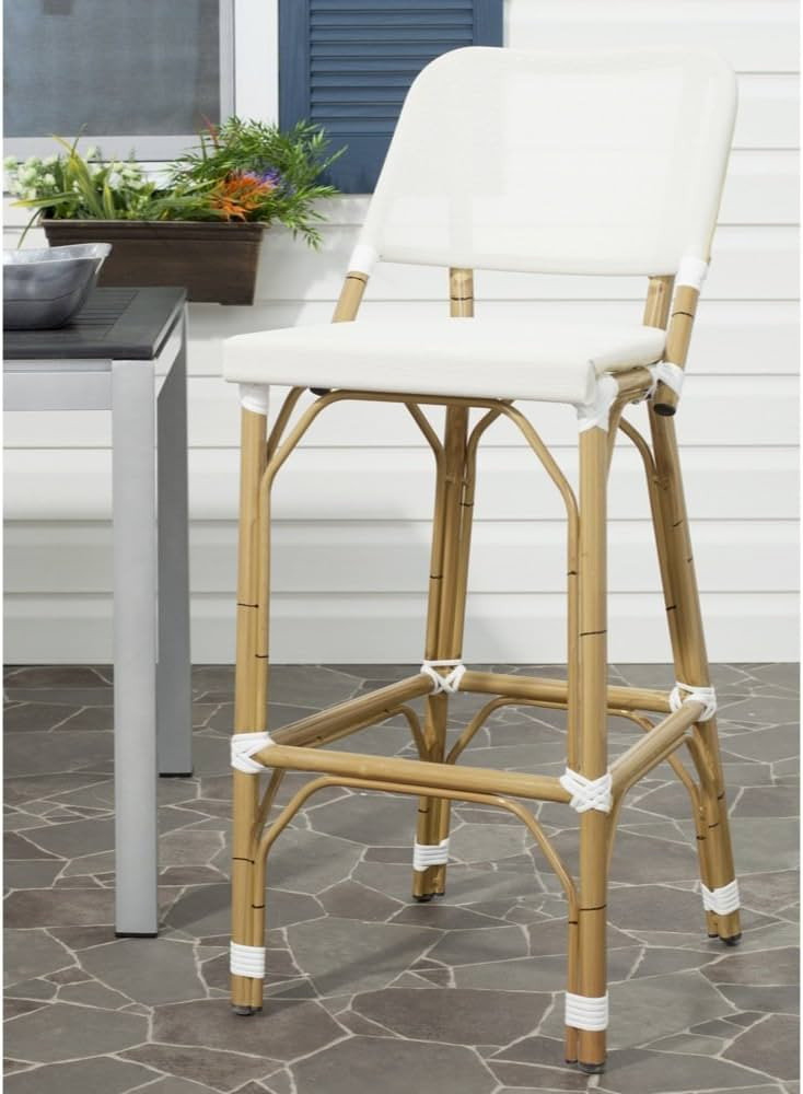 Safavieh Home Collection Deltana Beige Indoor/ Outdoor Barstool | Amazon (US)