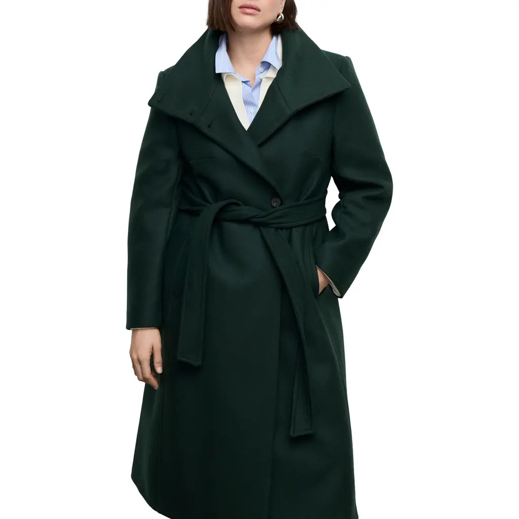 MANGO Manteco Virgin Wool Blend Coat in Green at Nordstrom, Size Medium | Nordstrom