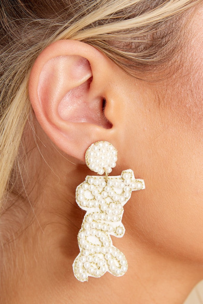 Call Me Mrs Pearl Beaded Earrings | Red Dress 