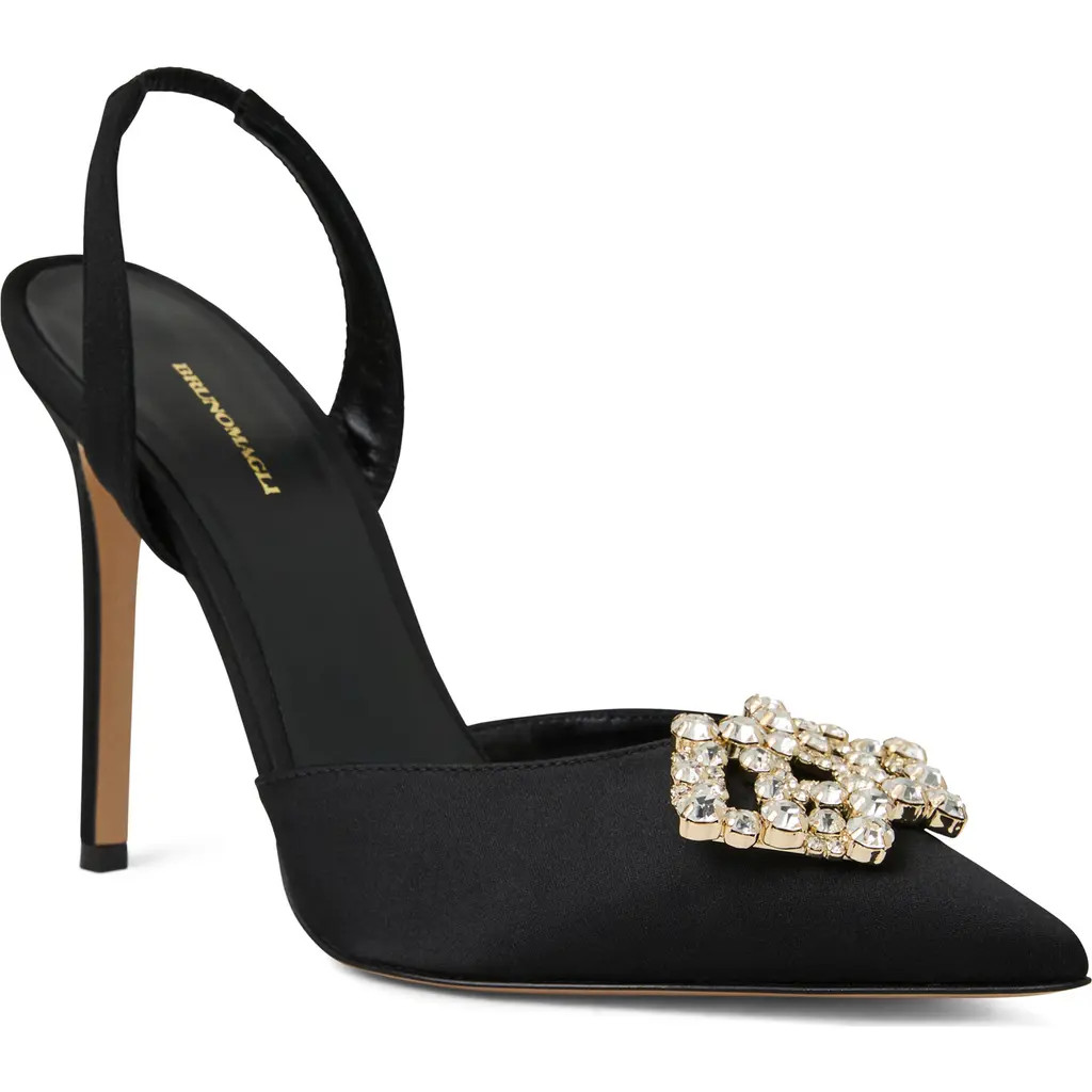 Bruno Magli Moda Slingback Pointed Toe Pump in Black Satin at Nordstrom Rack, Size 8.5 | Nordstrom Rack