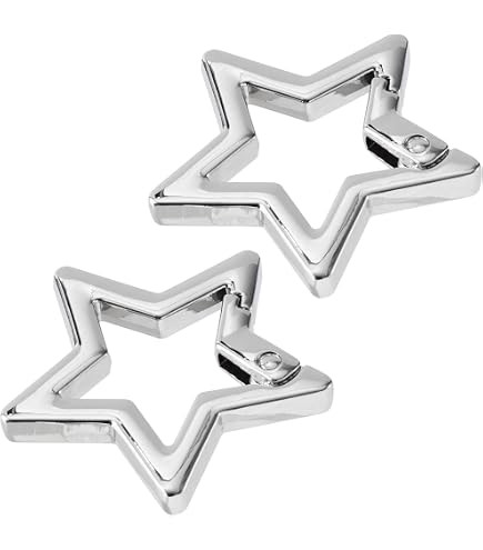 4Pcs Heavy Duty Zinc Alloy Star Shaped Keychain Clip, Star Carabiner, Silver and Black Spring Sna... | Amazon (US)