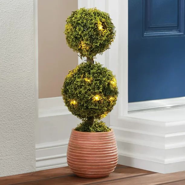 Better Homes & Gardens 22"H Topiary Outdoor Tall Decor with Battery Powered Warm White LED Lights... | Walmart (US)