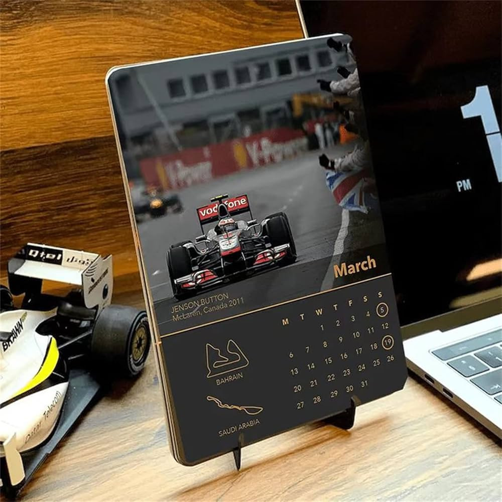 2023 Desk Calendar, Formula One Calendar for F1 Fans, Planner Weekly and Monthly, Hand Painted Track | Amazon (US)
