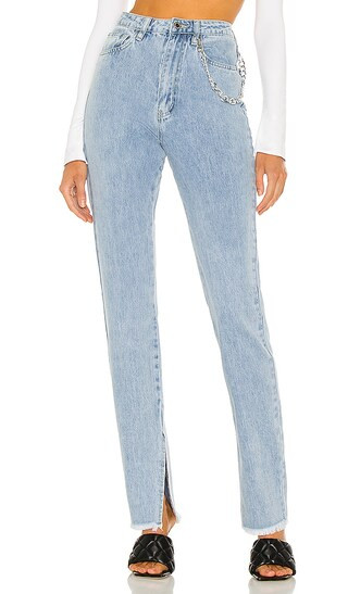 Slit Hem Jean in Blue Light Wash | Revolve Clothing (Global)