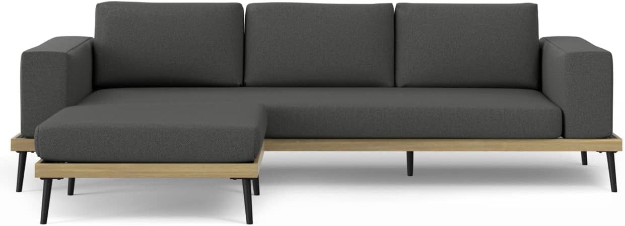 SIMPLIHOME Jett 98 inch Wide Contemporary Outdoor 2 Piece Sofa / Sectional in Slate Grey for the ... | Amazon (US)