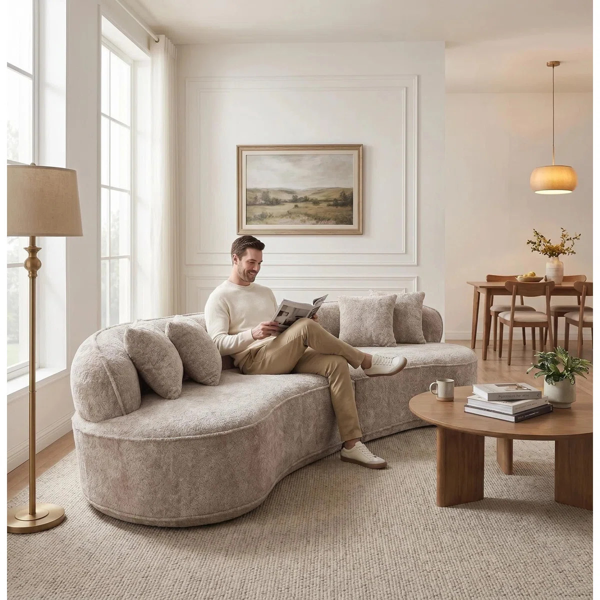 Boneless Modern Curved Sectional Sofa Cloud Modular Couch Boneless Couch Boucle Upholstery, 27.9"... | Wayfair North America