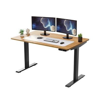 27" Electric Standing Desk with Adjustability Natural Bamboo Black - Uncaged Ergonomics: Motorized, Anti-Collision, Steel Frame | Target