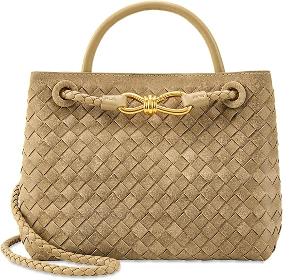 Woven Tote Bag for Women Leather Shoulder Handbag Designer Top Handle Purses | Amazon (US)
