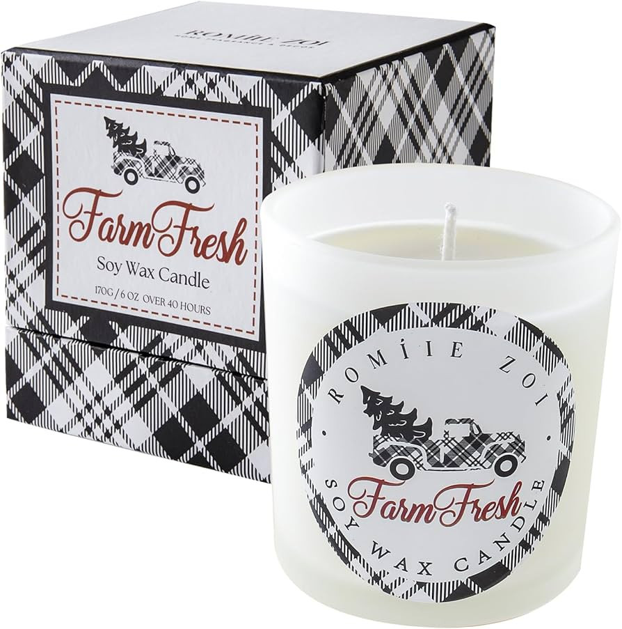 ROMIIE ZOI Christmas Scented Candle - 6oz Soy Wax Candle, Farm Fresh, Infused with Christmas Pine... | Amazon (US)