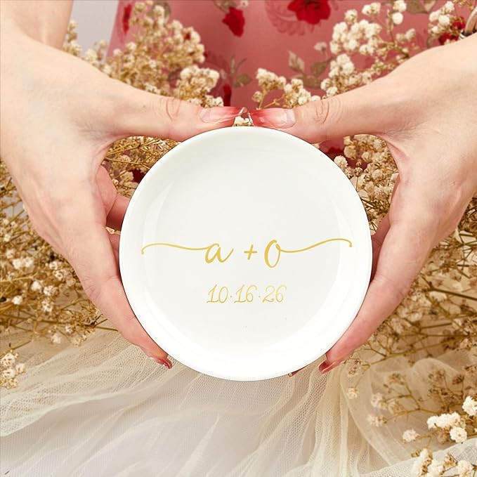 Generic Fornixe Custom White Ceramic Jewelry Tray Personalised Jewelry Tray with Your Name Decora... | Amazon (US)