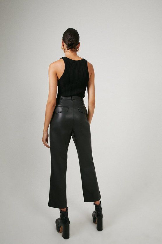 Faux Leather Clean Peg Trousers | Warehouse UK & IE