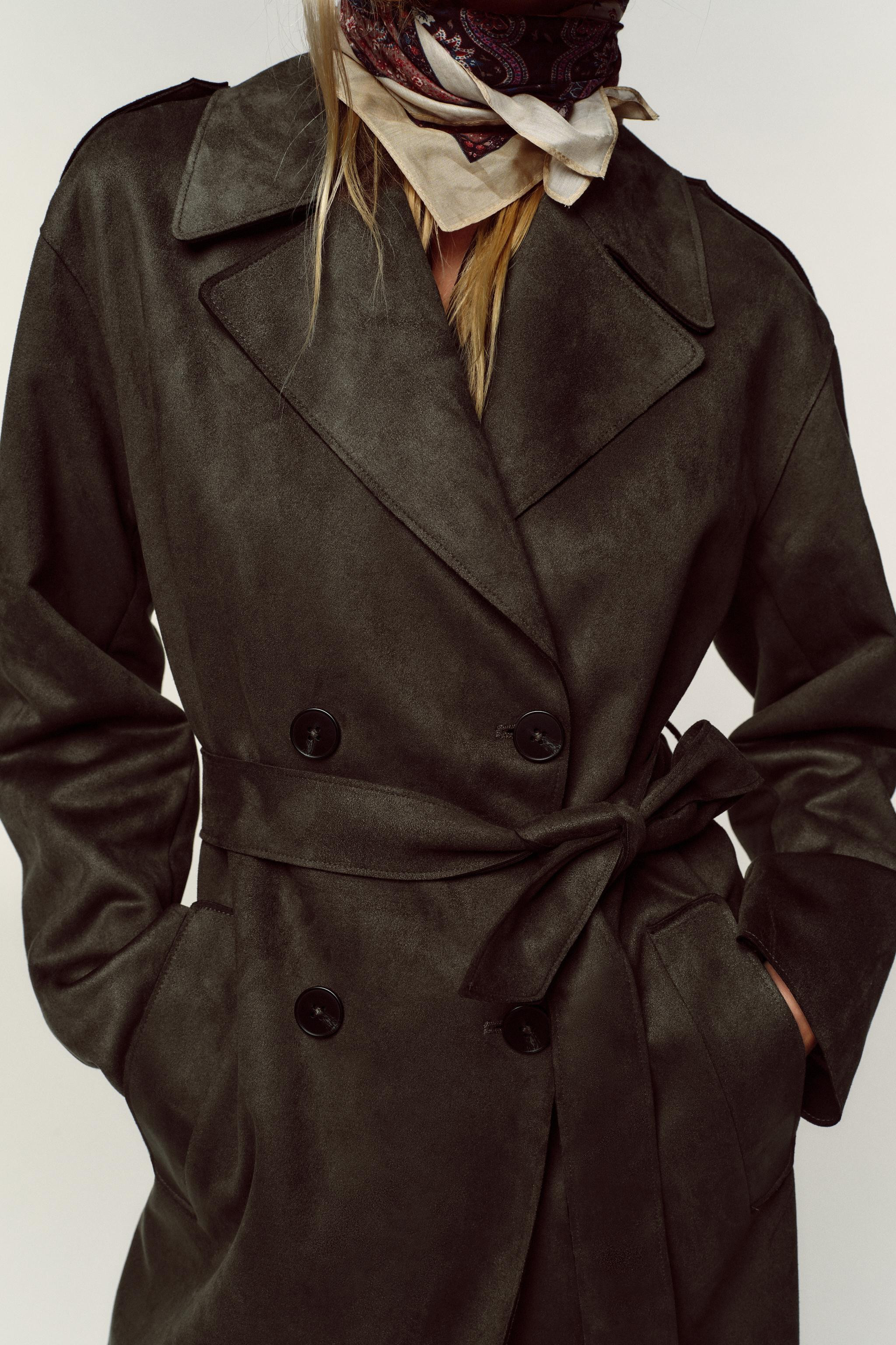 NEWLONG FAUX SUEDE TRENCH COAT$ 79.90Khaki | 4968/230/505Add to cartAddTrench coat with a lapel c... | Zara US
