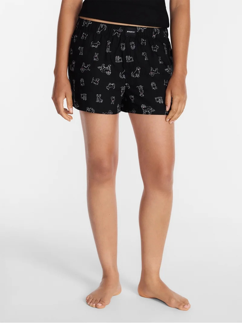 Joyspun Women's Woven Pajama Boxer Shorts, 3'' Inseam, Sizes XS-2X | Walmart (US)
