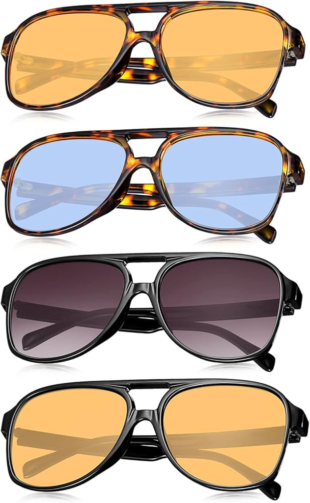 Frienda 4 Pairs Retro Sunglasses Vintage Large Frame Sunglasses 70s Unisex Glasses for Women Men ... | Amazon (US)
