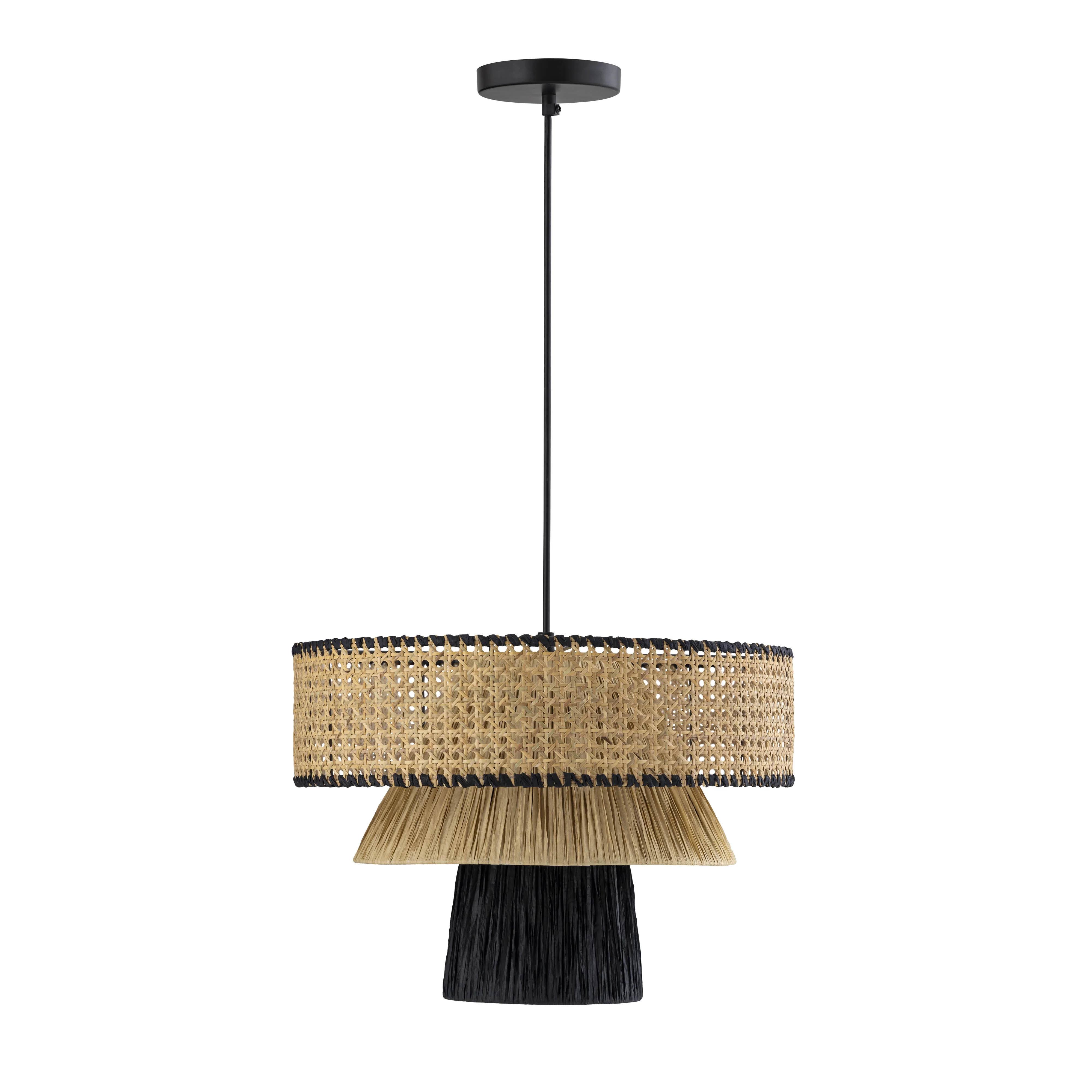 TOV Furniture Rylie Raffia Natural Grass and Rattan Black Pendant | Walmart (US)