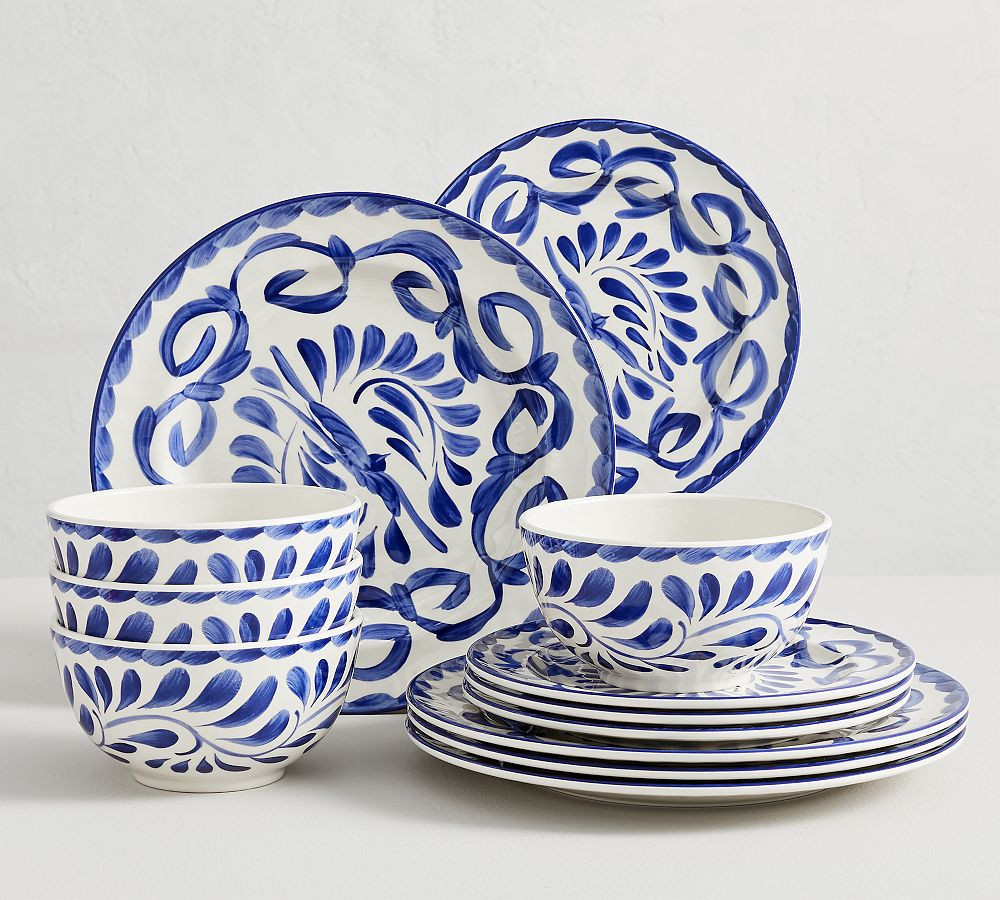 Puebla Outdoor Melamine 12-Piece Dinnerware Set | Pottery Barn (US)