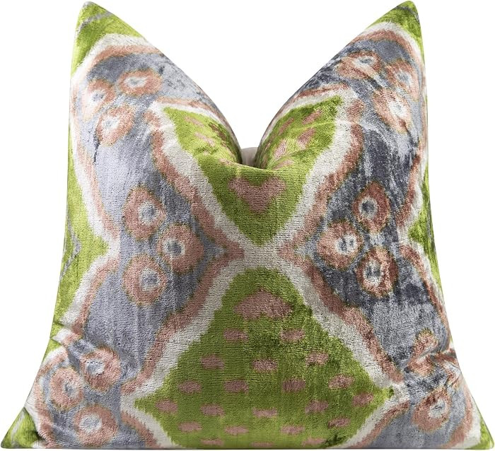 CANVELLO Handmade Velvet Throw Pillow - 20x20 Inches, Naturally Vegetable-Dyed, Premium Down Feat... | Amazon (US)