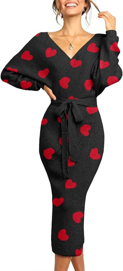 Chang Yun Women's Long Maxi Sweater Dresses Sexy Wrap Batwing V Neck Slit Open Back Holiday Bodyc... | Amazon (US)