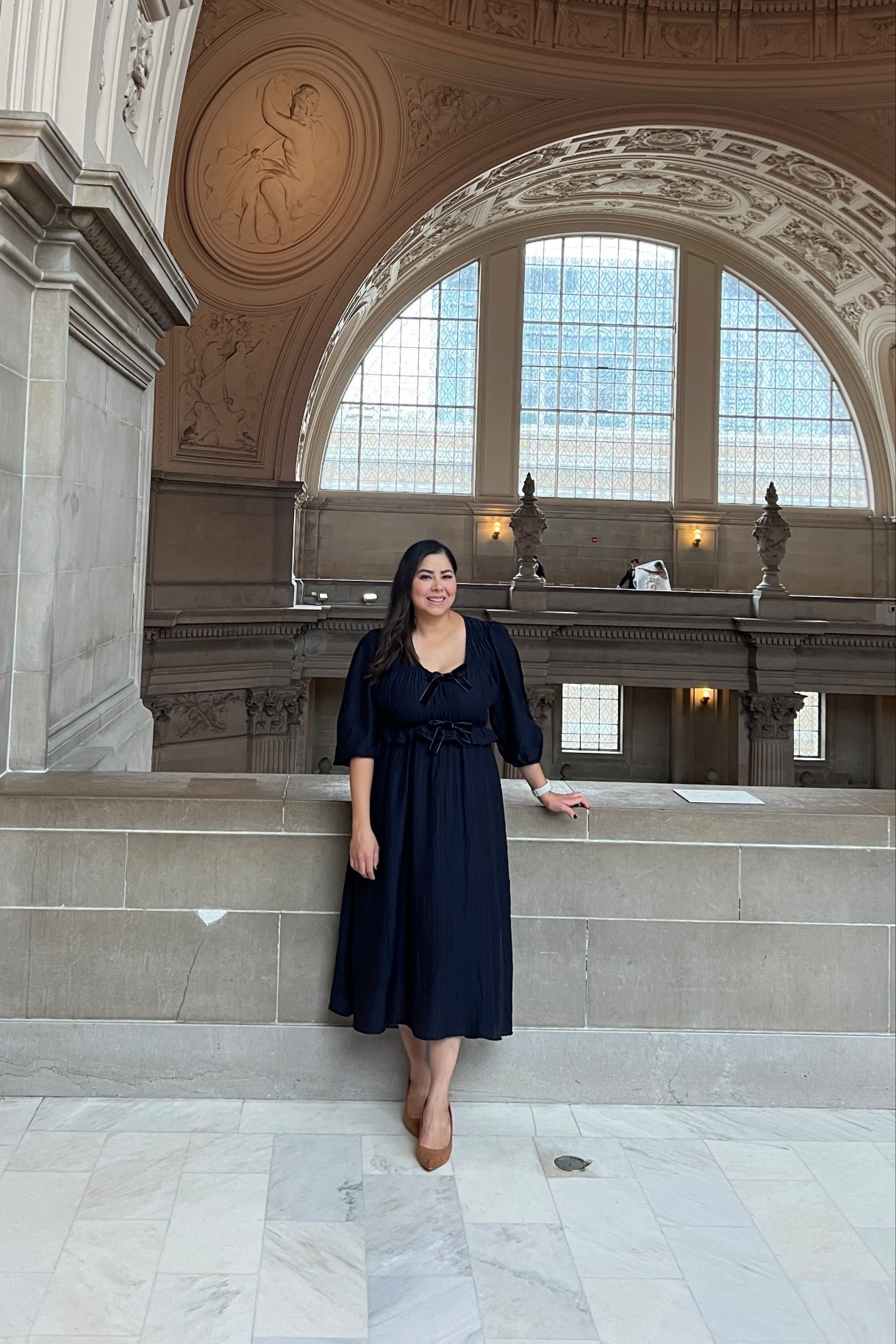 Holiday Party outfit idea, navy blue midi dress with bows

#LTKHoliday #LTKFindsUnder100 #LTKMidsize