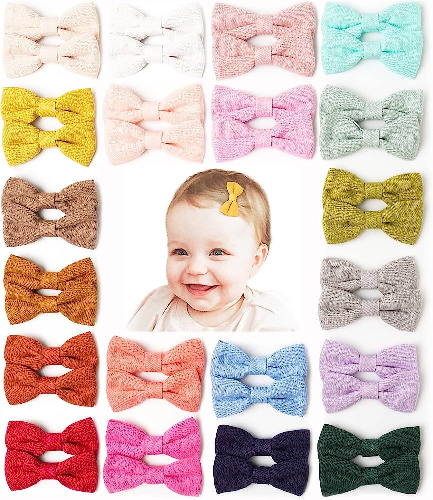 Prohouse 40 PCS Baby Girls Hair Clips Fully Lined Non Slip For Infant Fine Hair Bows Barrettes fo... | Amazon (US)