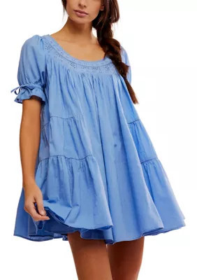 Free People Women's Sandy Shores Babydoll Dress, Blue, Small | Belk