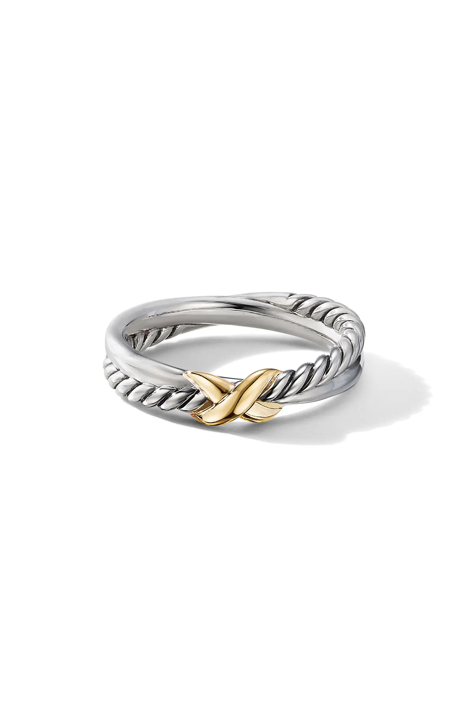 Petite X Ring in Sterling Silver with 18K Yellow Gold | Nordstrom